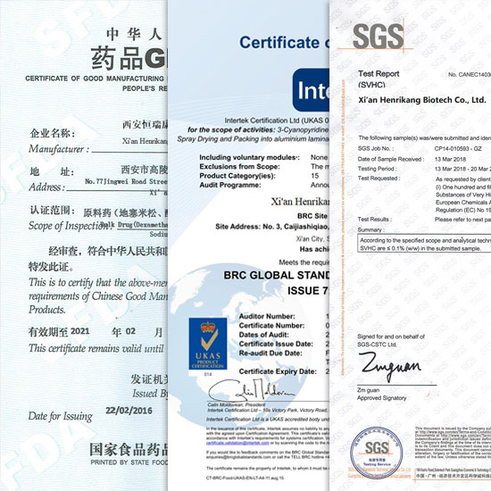 Ambroxol Hydrochloride Raw Material Powder certificate